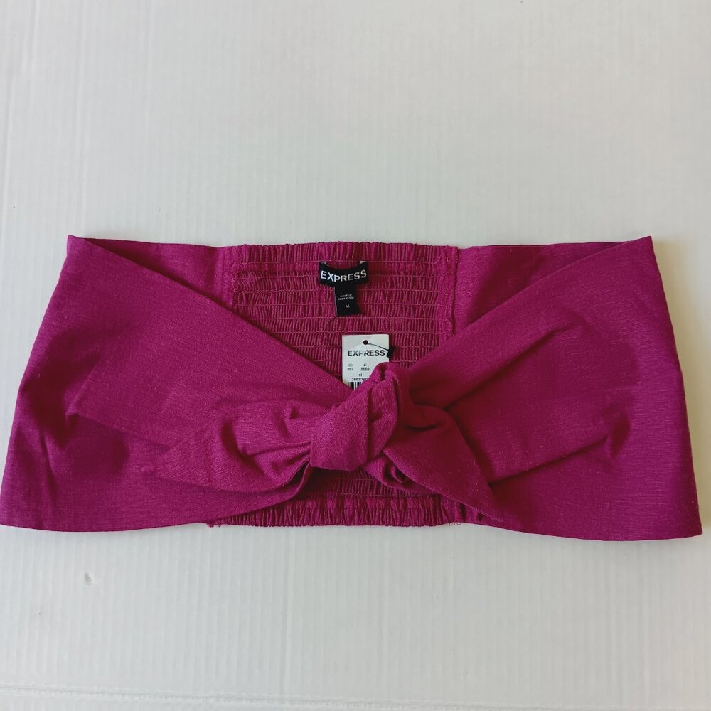 Express Women's Fuchsia Pink Linen Blend Tie Front Tube Top Sizes XS, M, L
